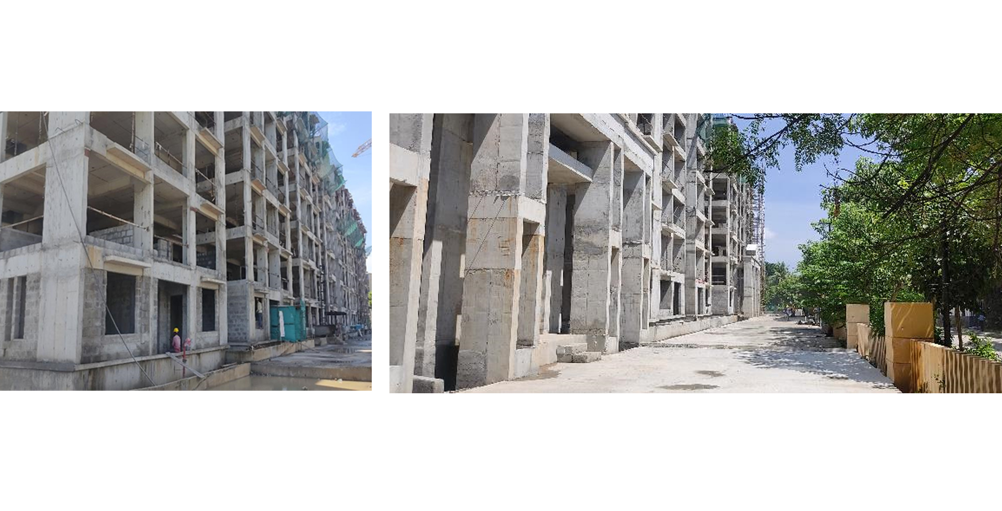 Brigade Xanadu Bonito Block E : Structure work Terrace floor in progress. Blockwork in progress – Status as of September 2023