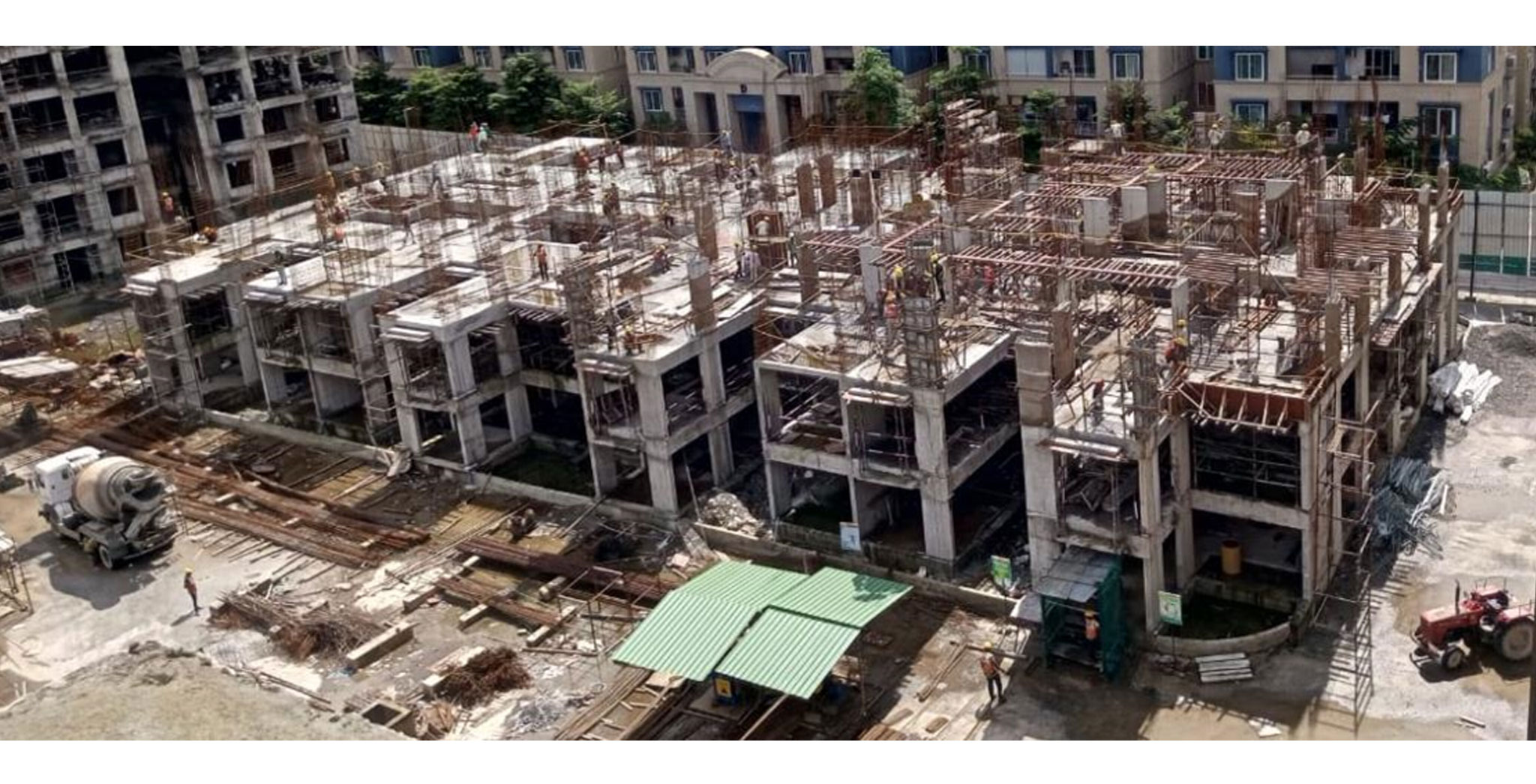 Brigade Xanadu Bonito Block F : Structural work 3rd floor slab work in progress – Status as of November 2023