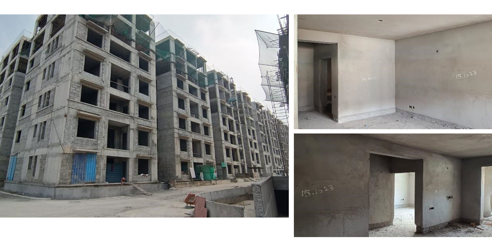 Brigade Xanadu Bonito Block E : Structure work – Above terrace work in  progress. 4th Blockwork in progress & Ground floor plastering in progress – Status as of December 2023