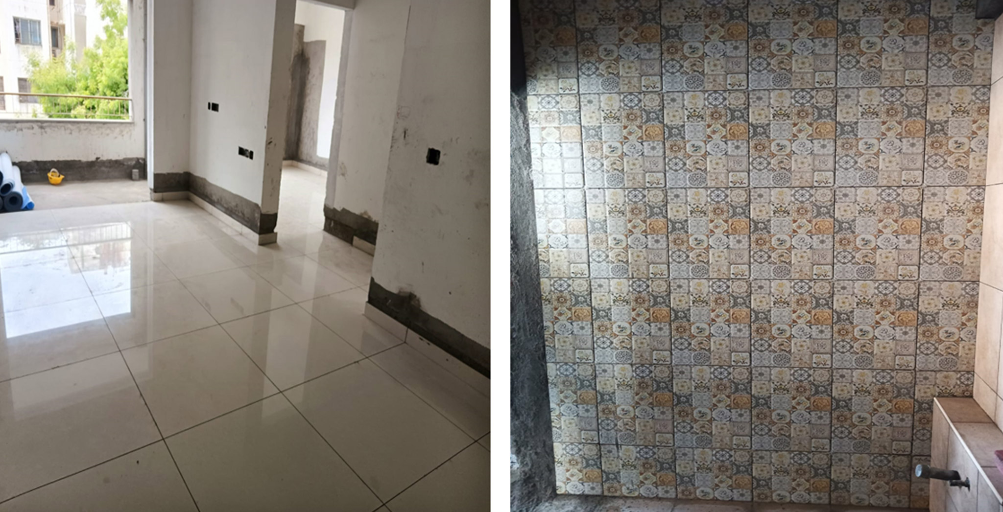 Brigade Xanadu Celeste Block P : Tiling works are in progress at 1st 2nd & 3rd floor – Status as of June 2023